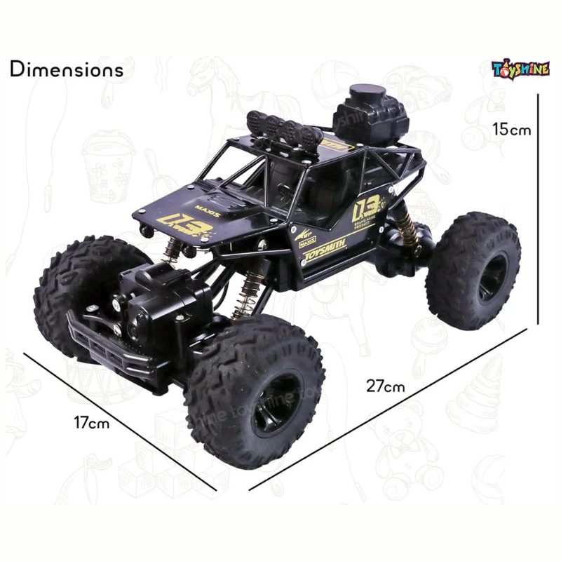 Smoke Rock Crawler Monster RC Truck with Booster Spray Function All Terrain Stunt Racing Car Rechargeable Indoor Outdoor Toy Car - Black