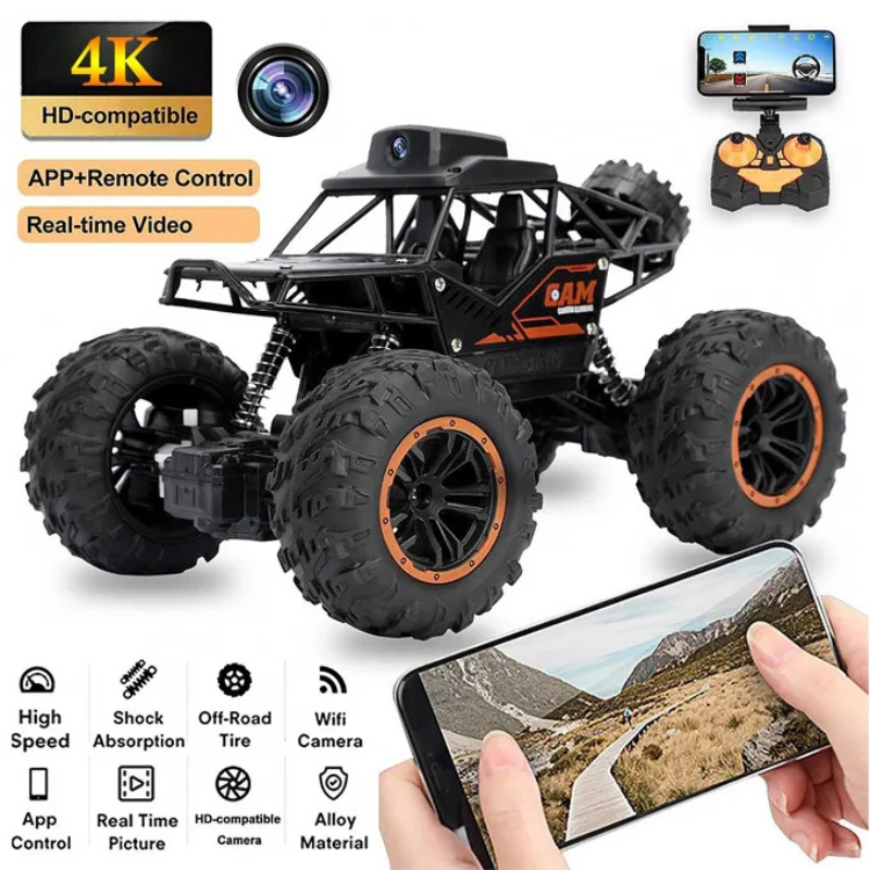 Remote Control Car With Camera WiFi 720P HD FPV Camera, 2.4Ghz 1:18 Scale Off-Road Remote Control Rechargeable Monster Truck Toys for Boys